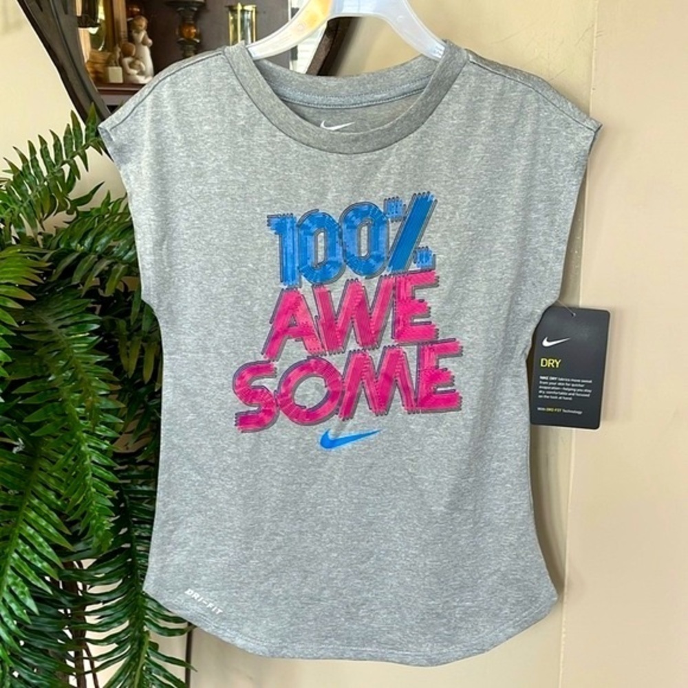 Brand New Nike Dri-Fit 100% Awesome Heather Gray Sleeveless Tank Top Athletic